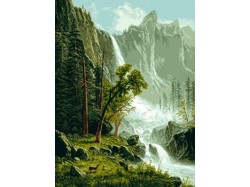 "Пейзаж с водопадом" 25,5х34см. G669